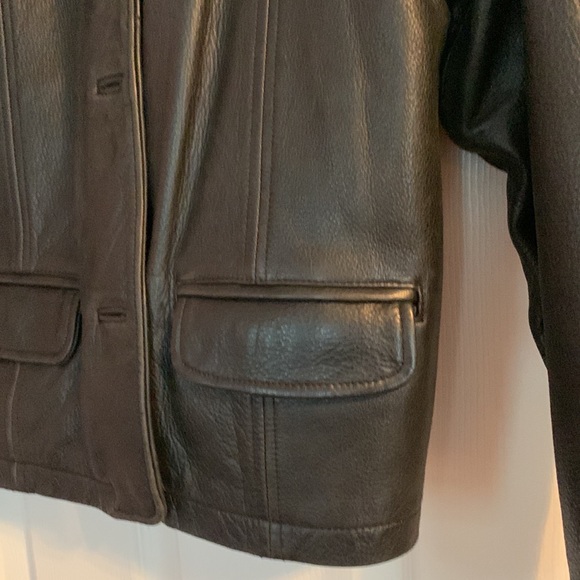 Oversized heavy black leather jacket - Picture 3 of 9